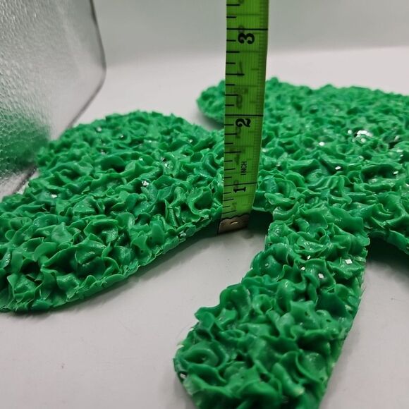 Vtg 10" H Melted Popcorn Plastic Decor St Patricks Day Holiday Green Clover Leaf - Picture 16 of 16